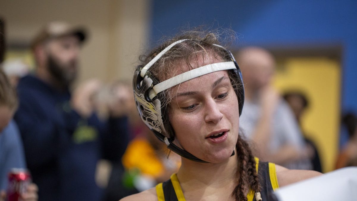 Siena Palmisciano during one of her wrestling matches.