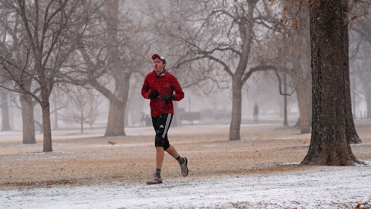 A runner in the snow