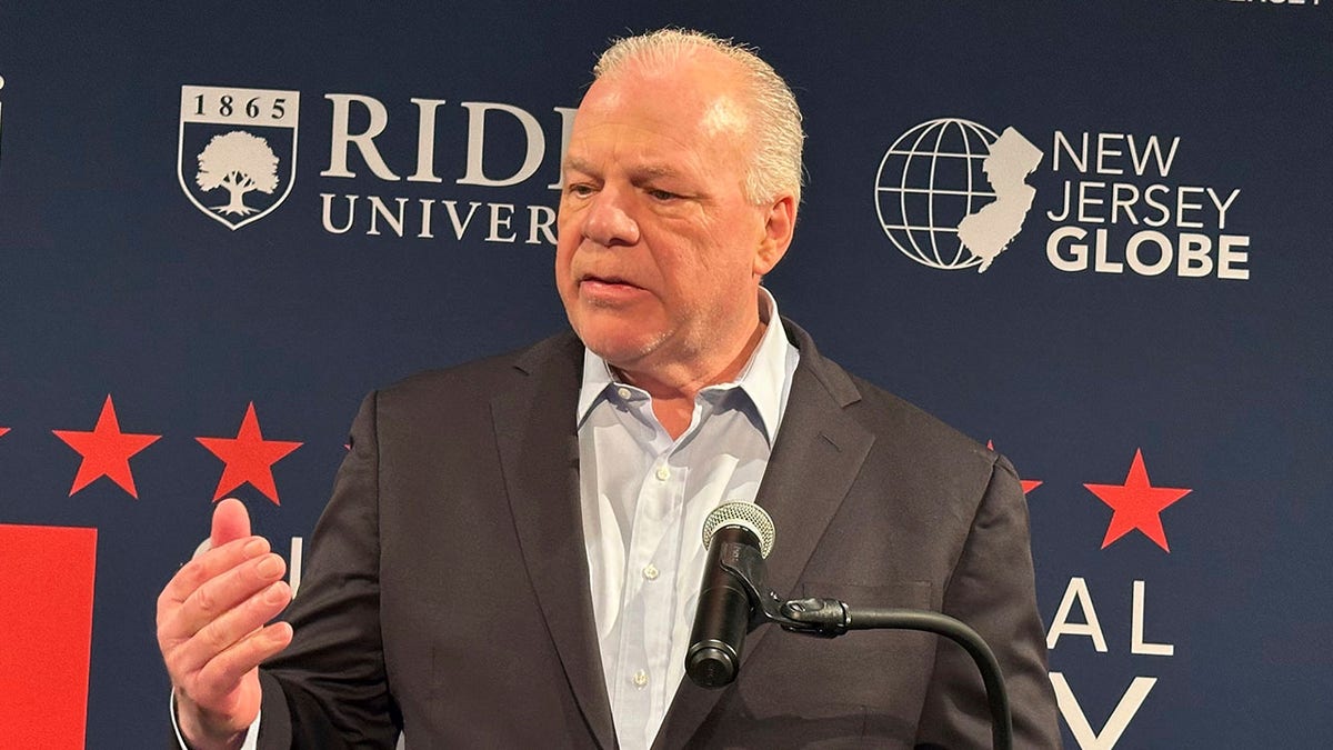 Former State Senate President Steve Sweeney delivered a speech after the Democratic Governor's Governor's debate in Lawrenceville, New Jersey on February 2, 2025. (AP Photo/Mike Catalini)