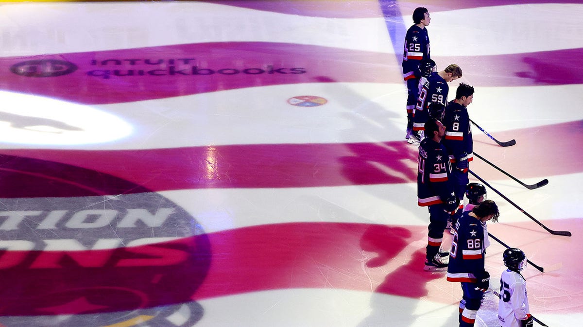 Team USA during the national anthem