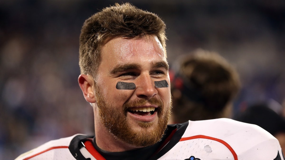 Travis Kelce of the Cincinnati Bearcats reacts after scoring the game winning touchdown against the Duke Blue Devils during their game at Bank of America Stadium on Dec. 27, 2012 in Charlotte, North Carolina.