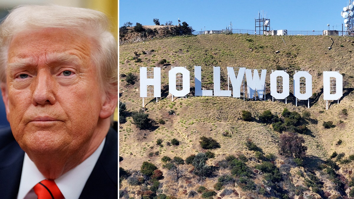 Donald Trump di sebelah tanda Hollywood