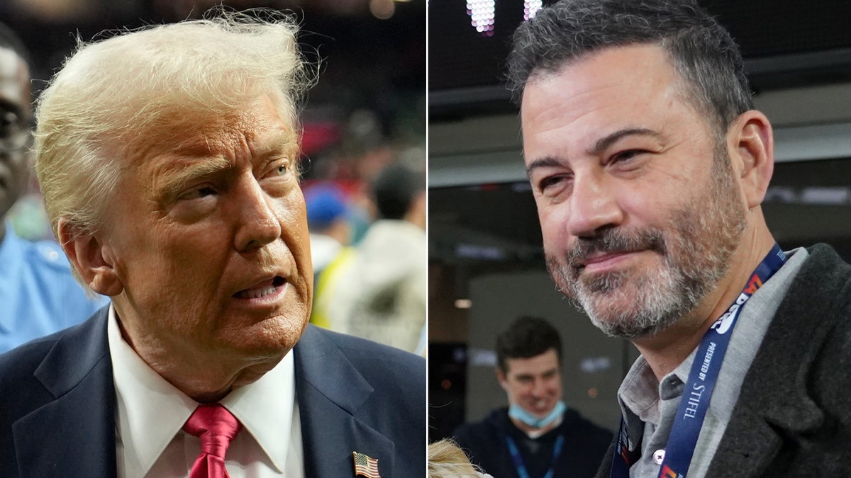 Trump and Kimmel in a split photo