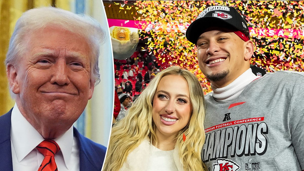 Donald Trump and Brittany and Patrick Mahomes