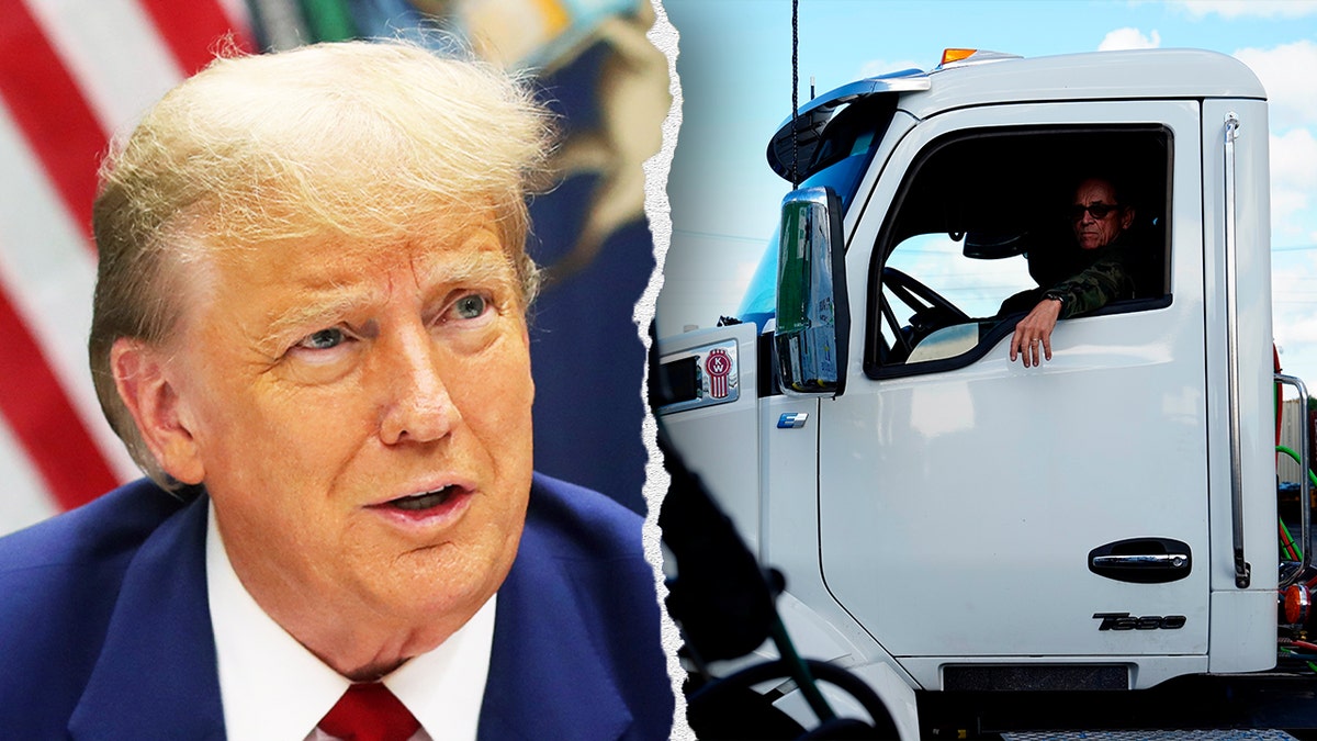 President Trump, the left; Truck driver in a large taxi, right