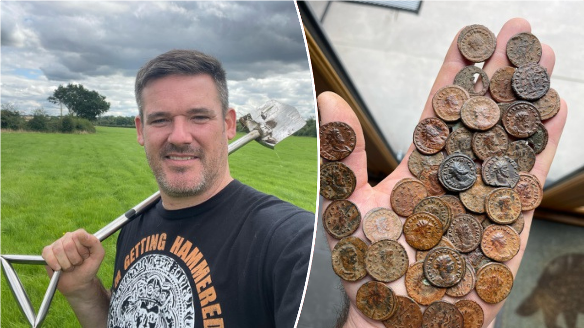 Split image of Dunn and coins