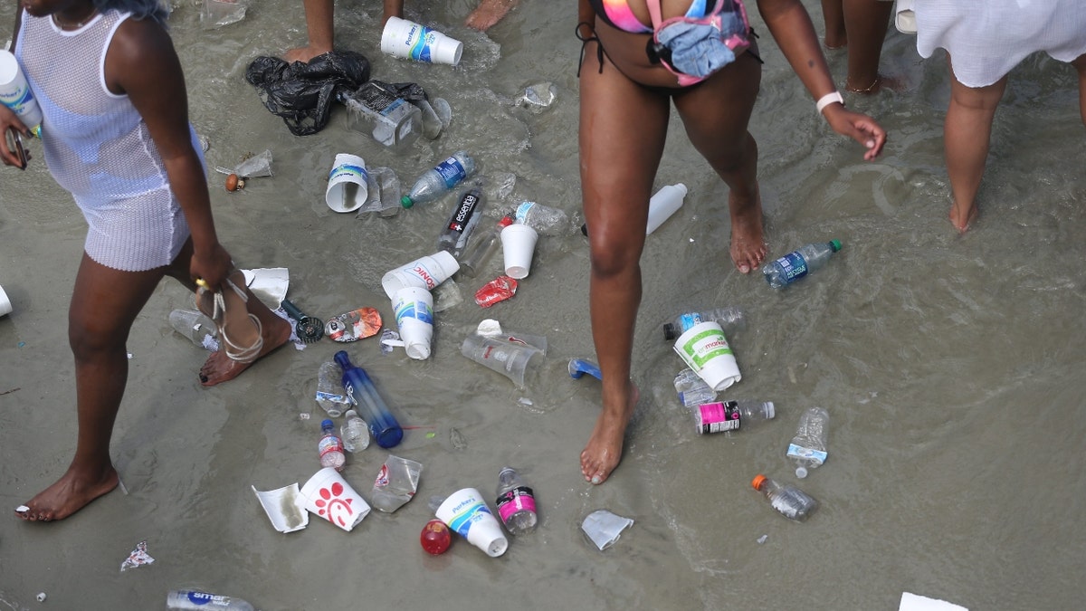 Trash in the water during Orange Crush in 2024