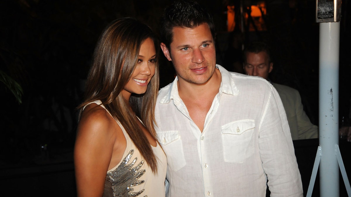 Nick and Vanessa Lachey at a party in 2010