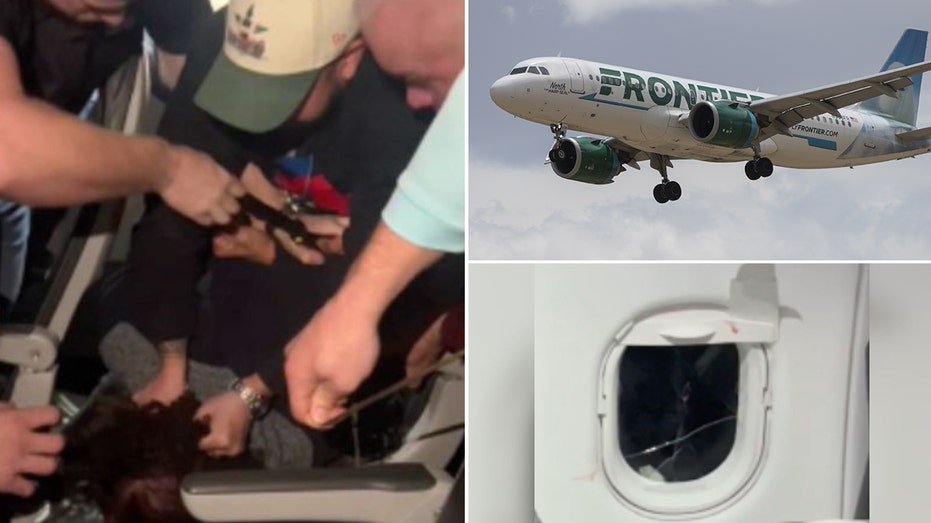 Video shows Frontier passenger tackled after allegedly banging window mid-flight