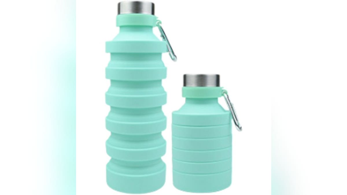 Staying hydrated while you travel is essential and a collapsible water bottle offers a space-saving solution that clips right onto your bag.