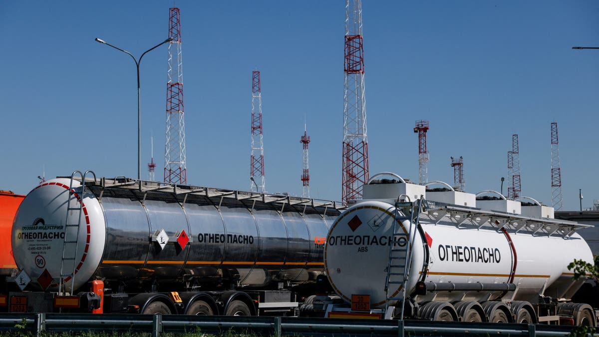 Russian oil trucks carry fuel supplies 