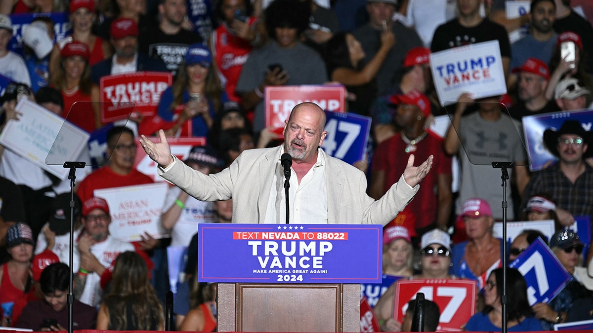 Rick Harrison speaks in a Trump rally in Nevada