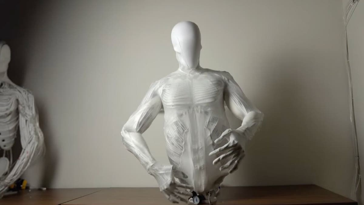 Des bouts de robot humanoïde effrayant en utilisant 1 000 muscles artificiels étranges