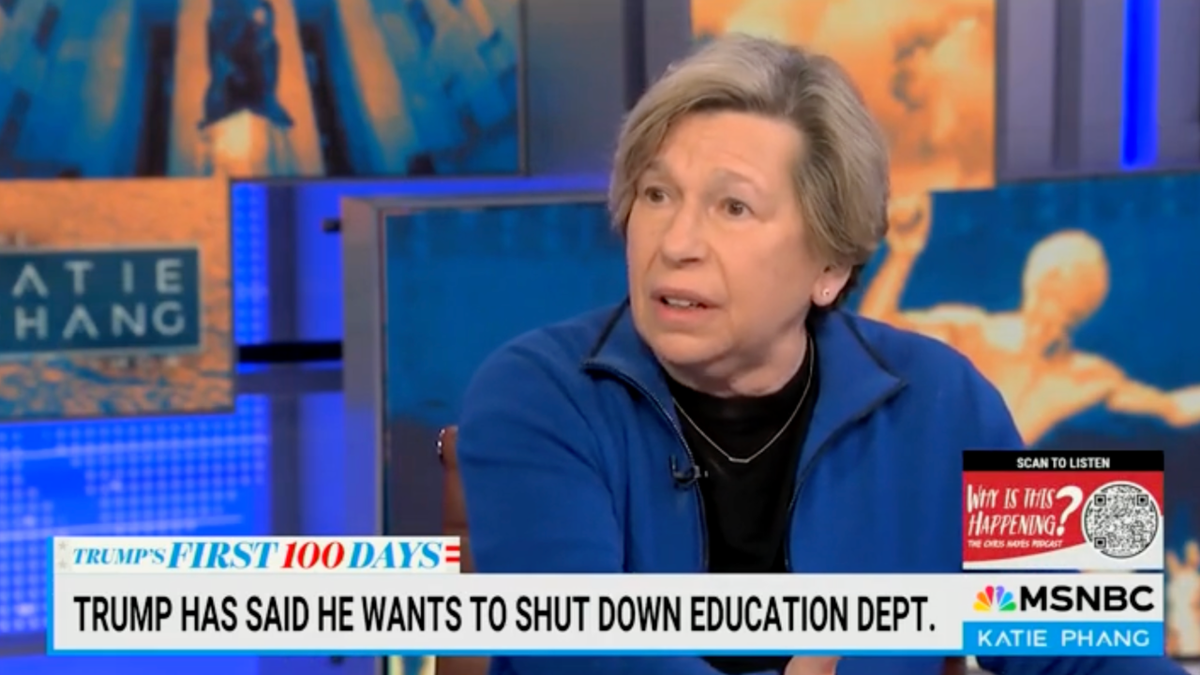 The president of the American Federation of Masters Randi Weingarten seemed to have contradictory thoughts regarding the Department of Education. (Photo: MSNBC screen capture)