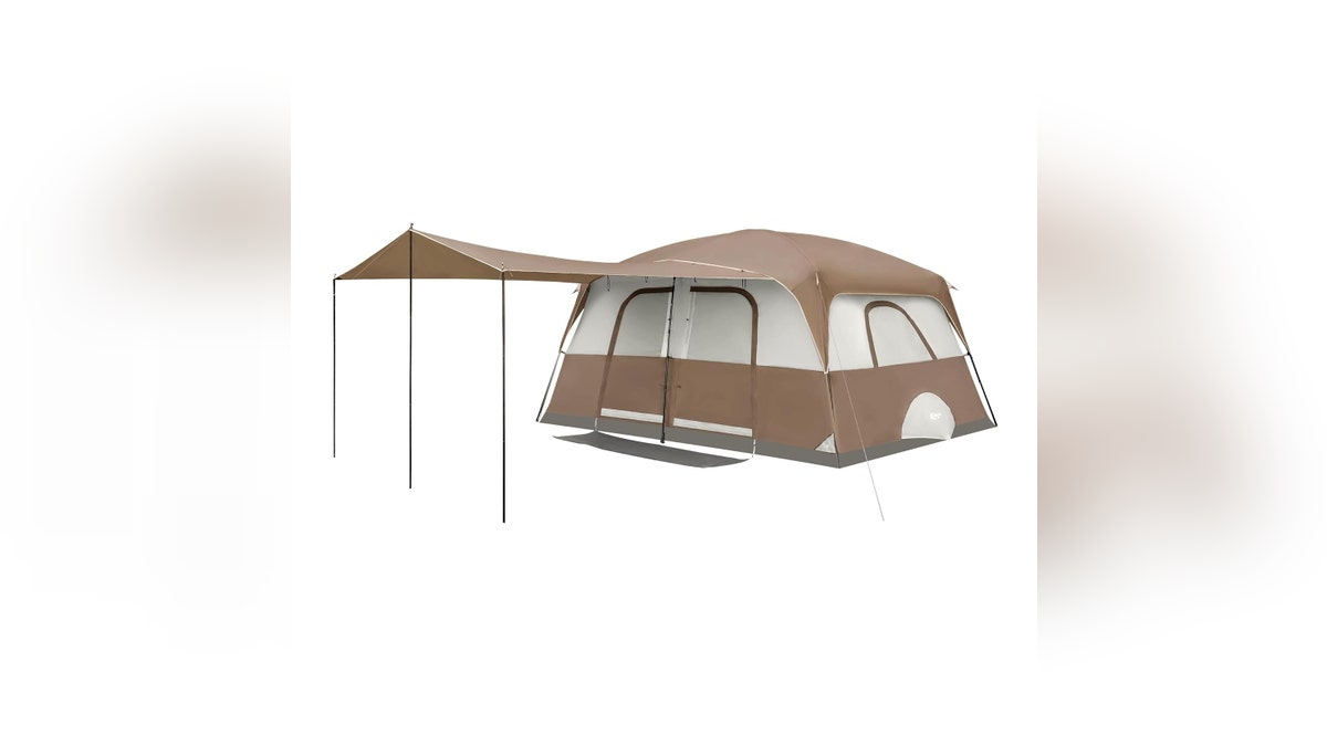 This tent has a canopy you can attach for added space.