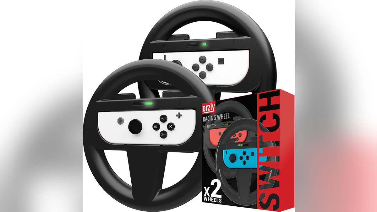 Play Mario Kart and other racing games with a Nintendo steering wheel. 