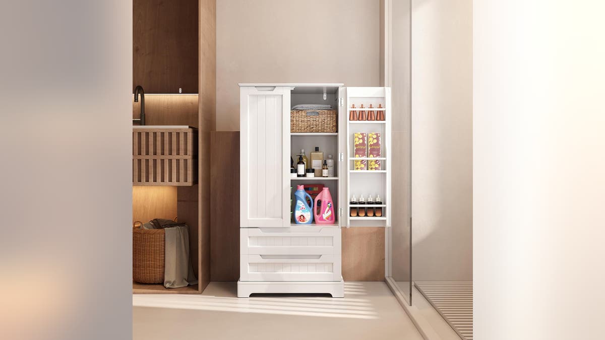 No storage in your bathroom? This cabinet is stylish and spacious.?