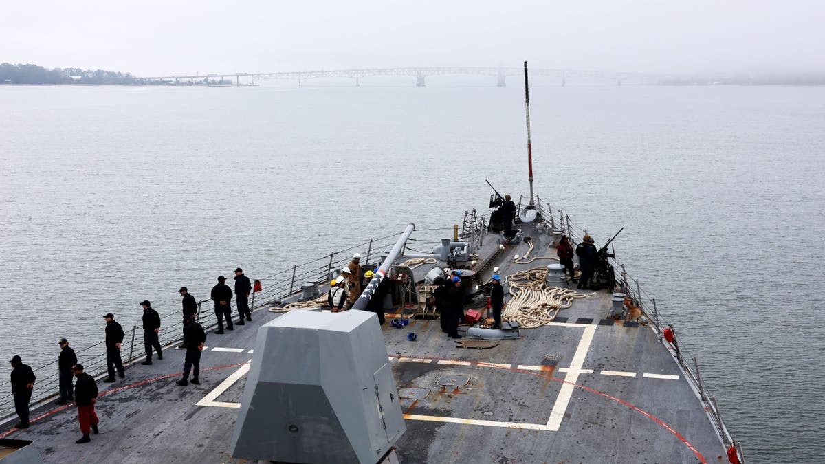 Dangerous USS surface with sailors on it