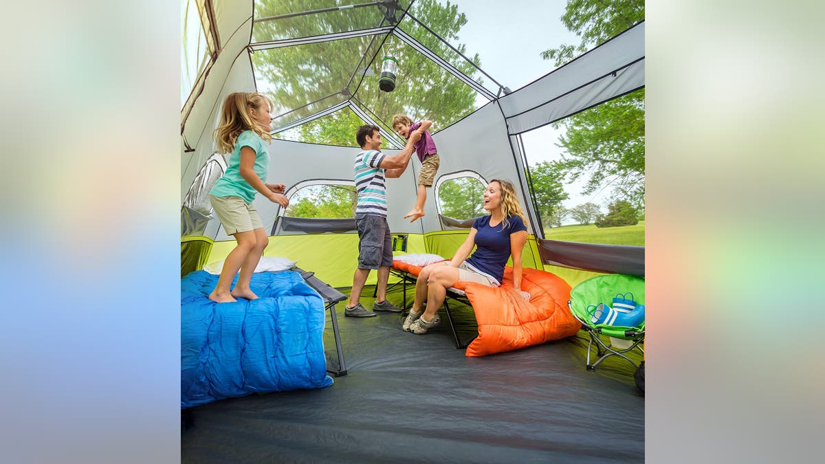 This large, well-ventilated tent is great for summer camping.