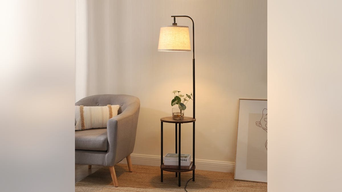 A lamp that doubles as a side table.