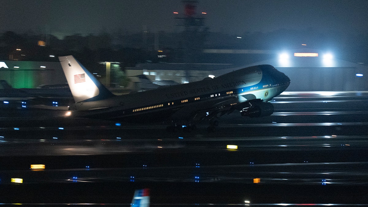 Air Force One taking off from airport