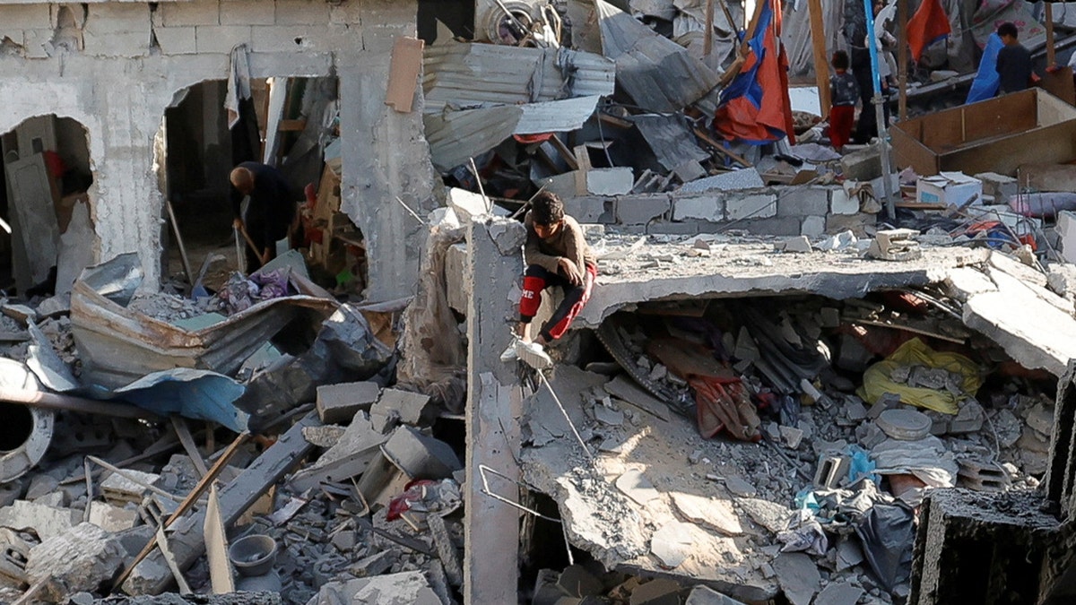 The rubble in Gaza after Israeli air strikes