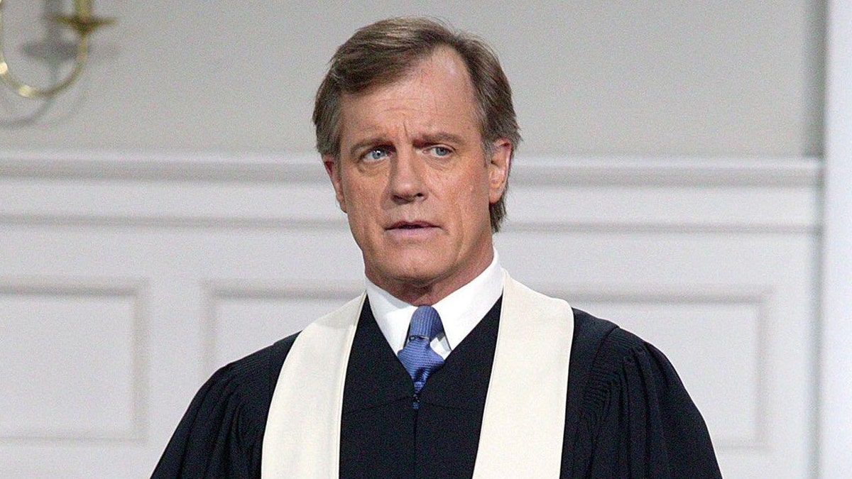 Stephen Collins in costume as Rev. Eric Camden in "7th Heaven."