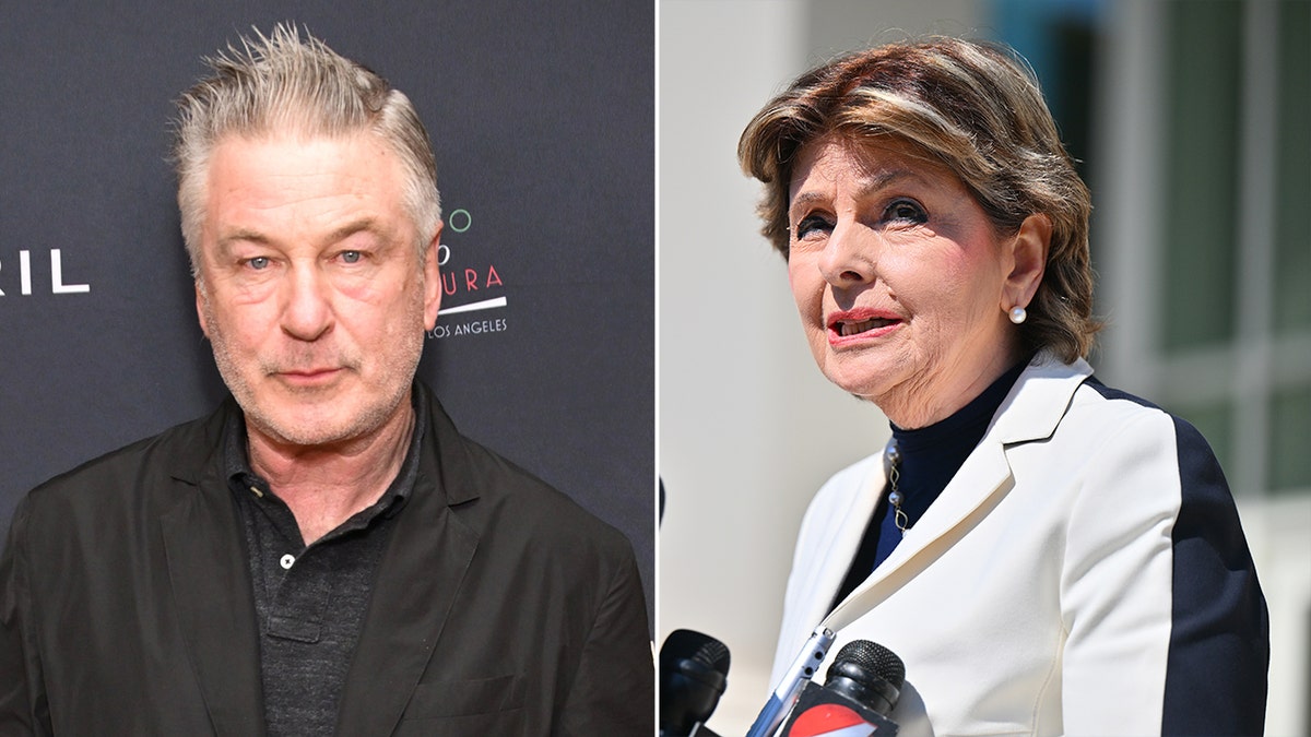 Side by side close up of Alec Baldwin and Gloria Allred