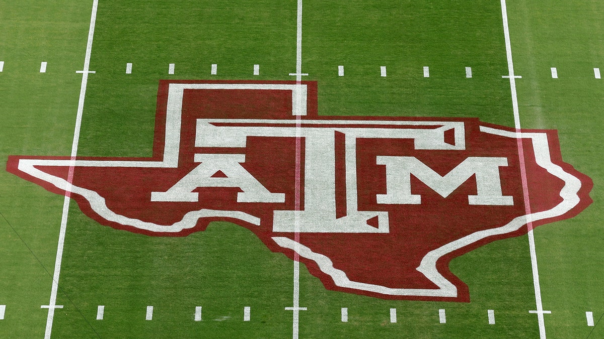 texas A&M logo on a football field