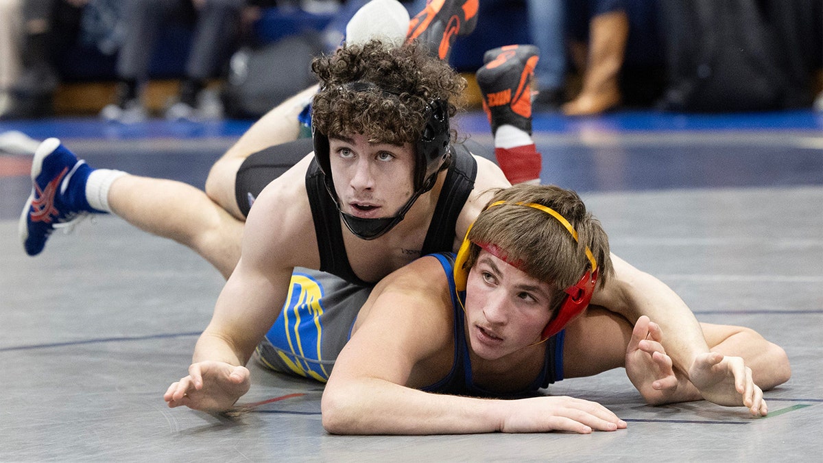 St. John Vianney’s Anthony Knox competes in their 126-pound quarterfinal match of the NJSIAA Region 7 Tournament on February 28, 2025, in Lacey, N.J.