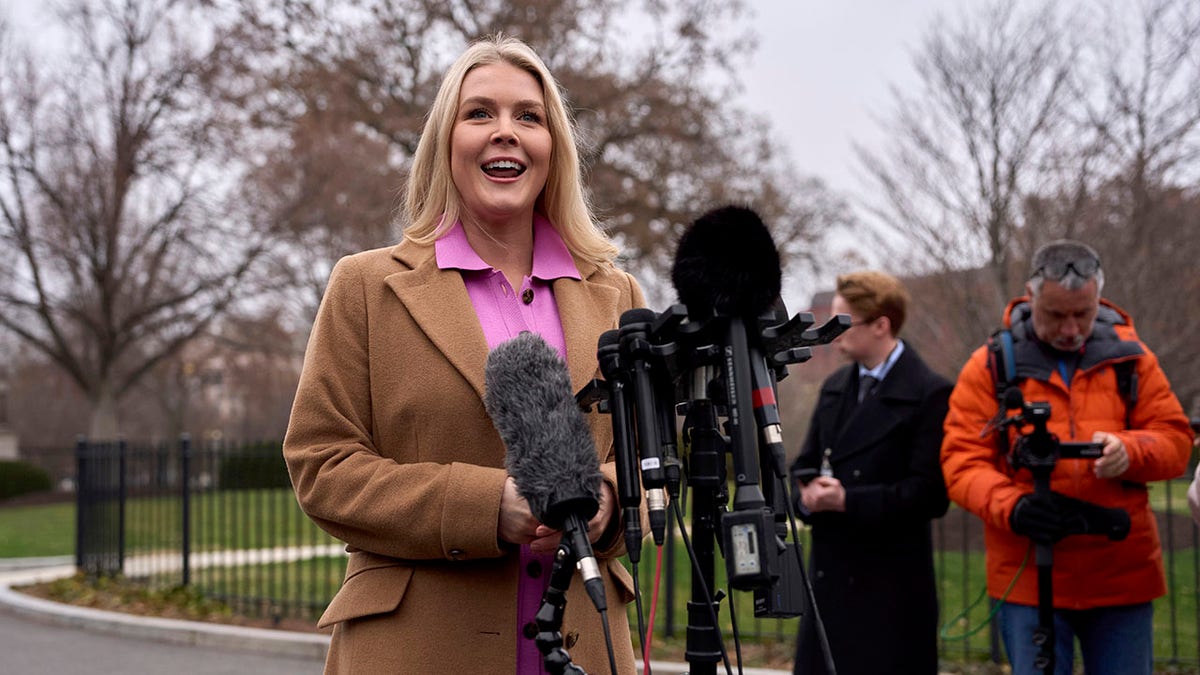 Levitt speaks to reporters outside the White House