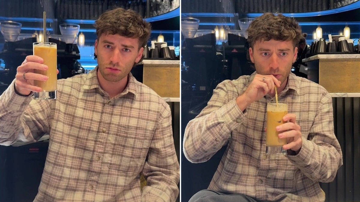 A split screen shows Carmie Sellitto as he tries the Japan Typica Natural coffee for the first time.