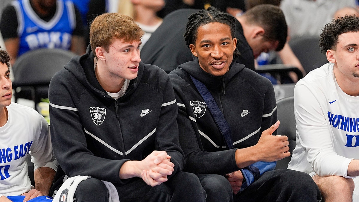 Cooper Flagg and Maliq Brown on the bench