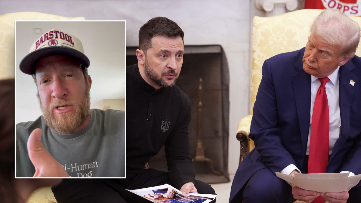 Split image of Portnoy, Zelenskyy, Trump