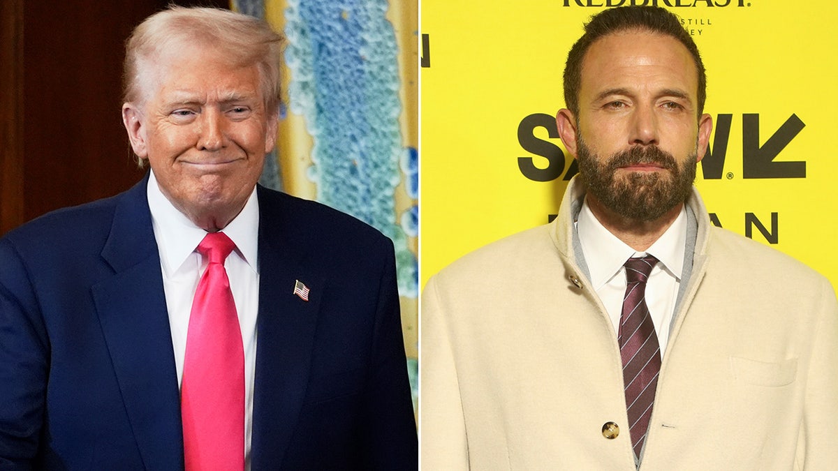 A divided image of Donald Trump and Ben Affleck