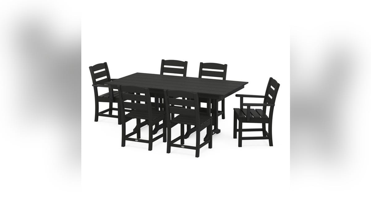 A large, durable outdoor dining set.