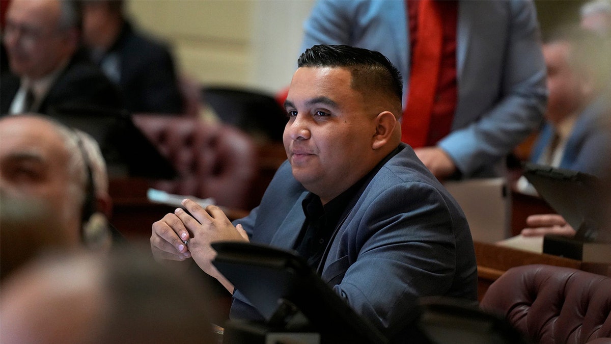 Rhode Island Rep. Enrique Sanchez on his desk