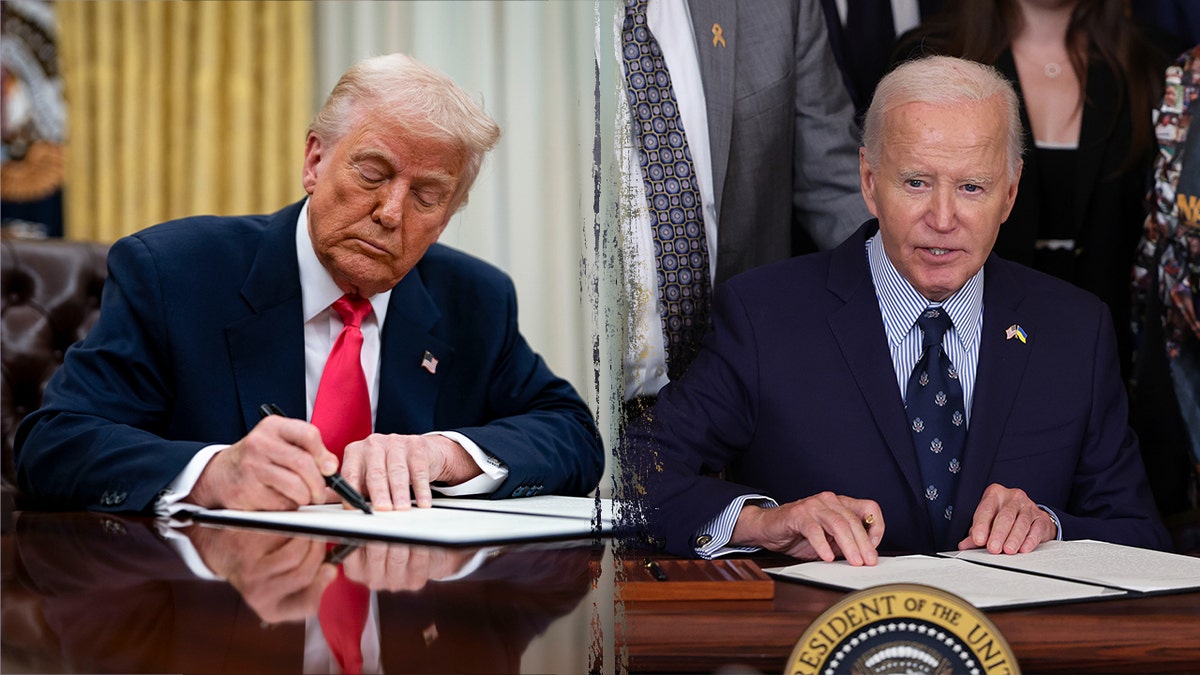 Trump signs documents; Biden at the signature table