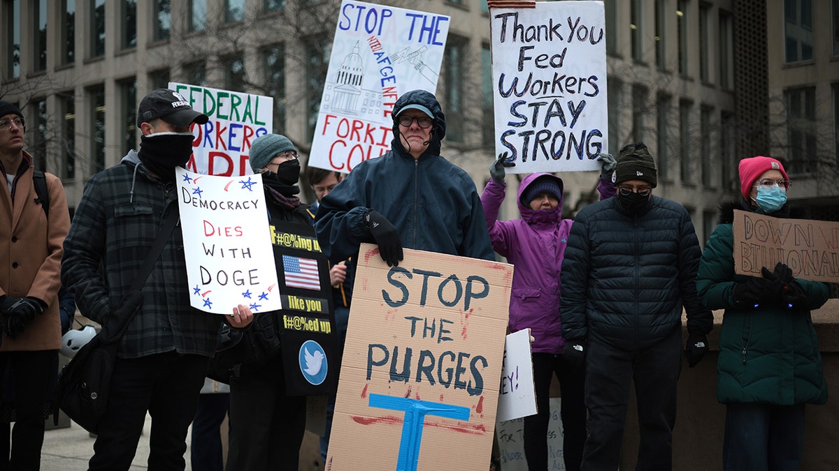 Protesters in support of federal workers