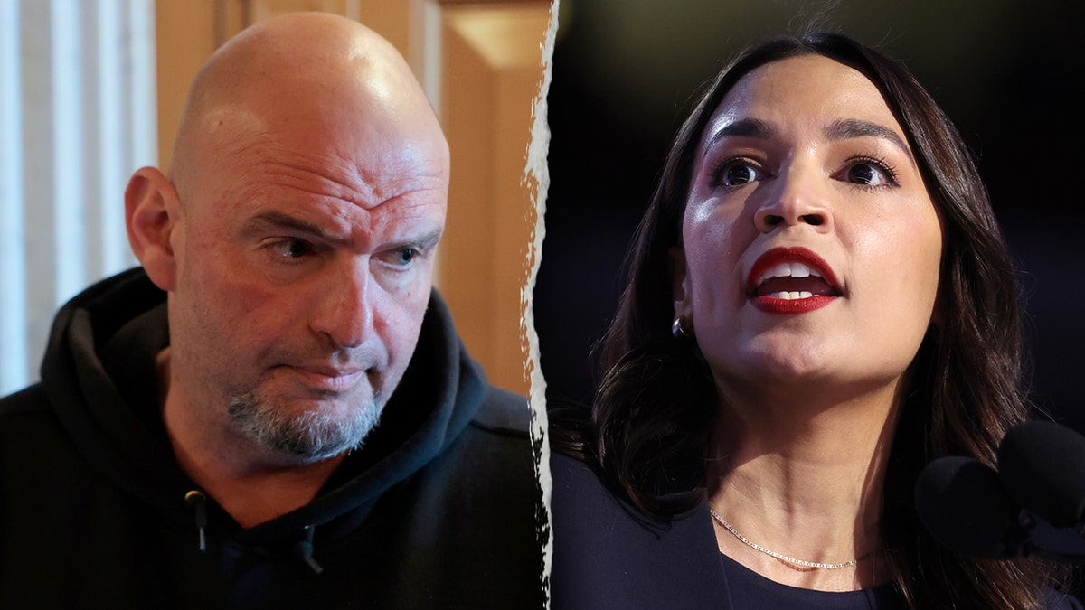 Left: Sen. John Fetterman; Right: Rep. Alexandria Ocasio-Cortez