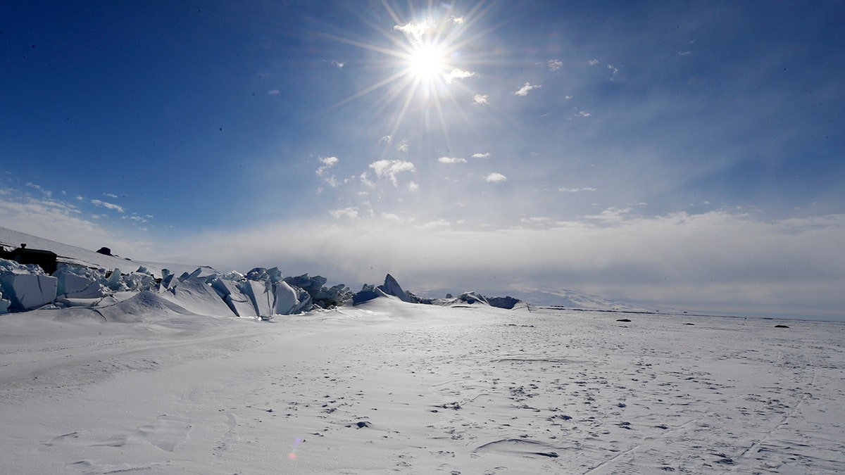 The frozen part of the Ross Sea