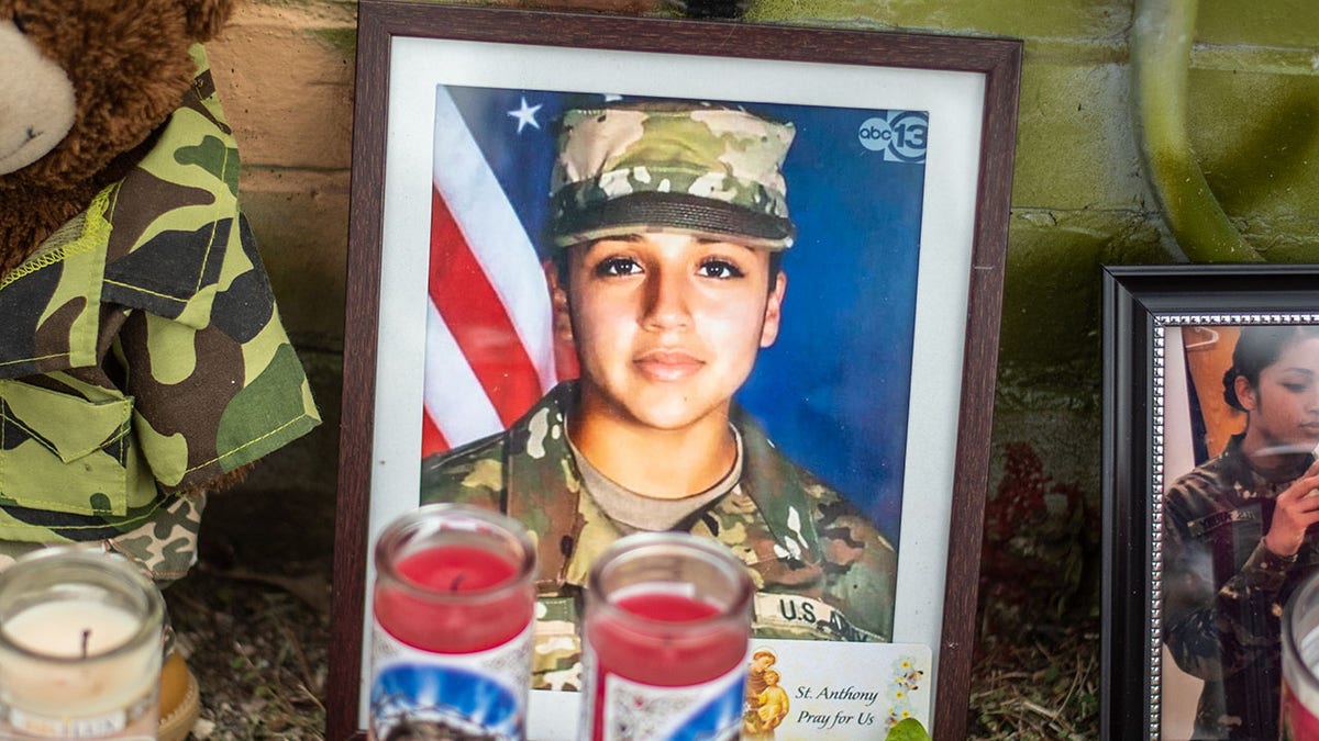 Vanessa Guillen memorial photo with candles 