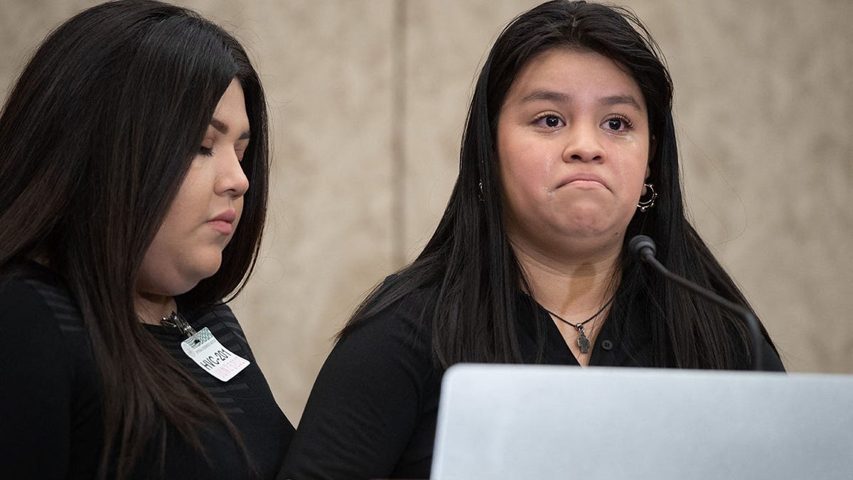 Vanessa Guillne's sisters cry while addressing the media