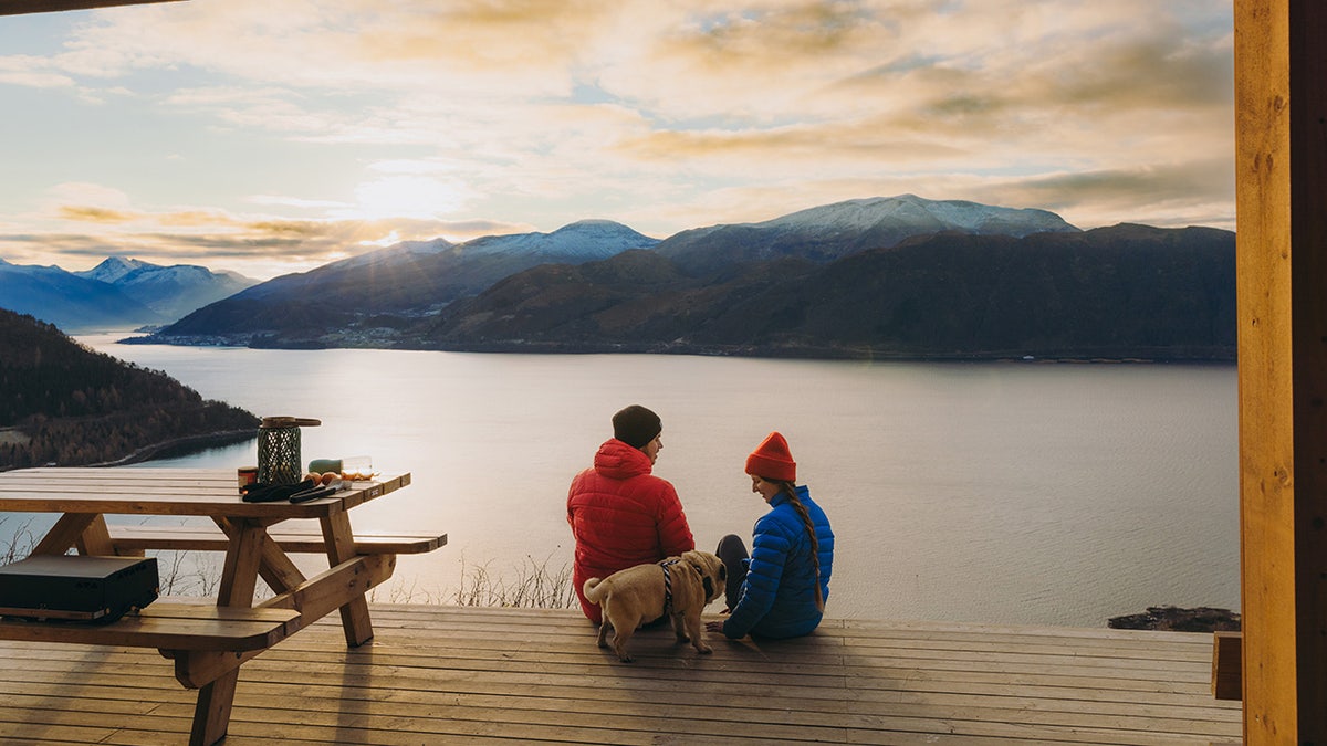 A couple in the lake in Norway