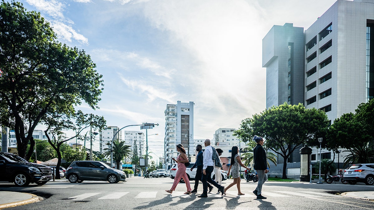 City residents walking