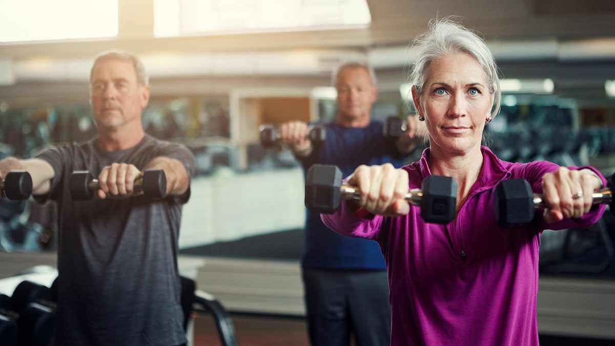 adults working out with weights