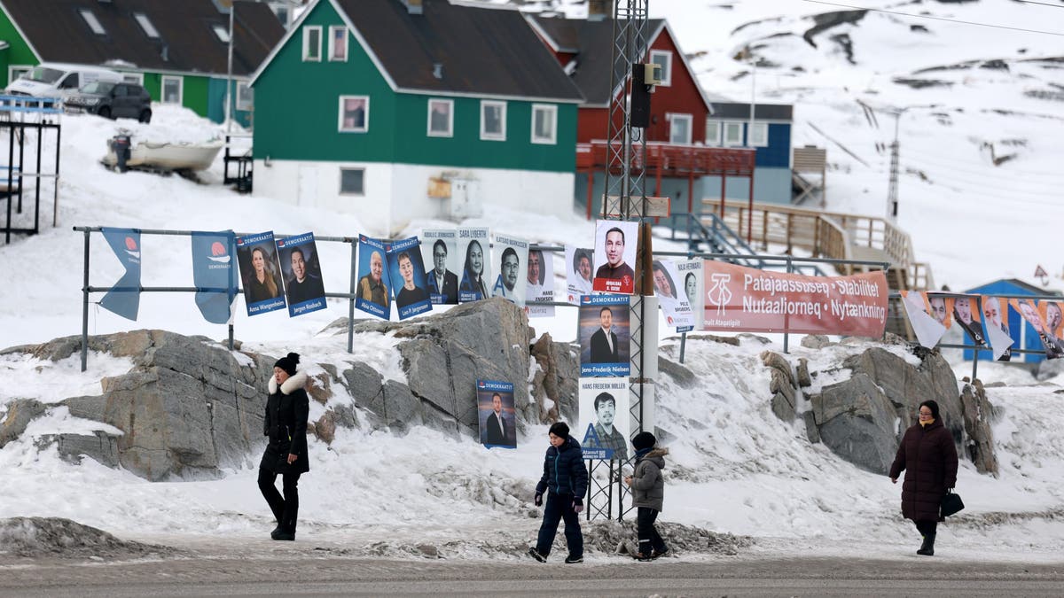 Greenlandic campaign posters hang ahead of election