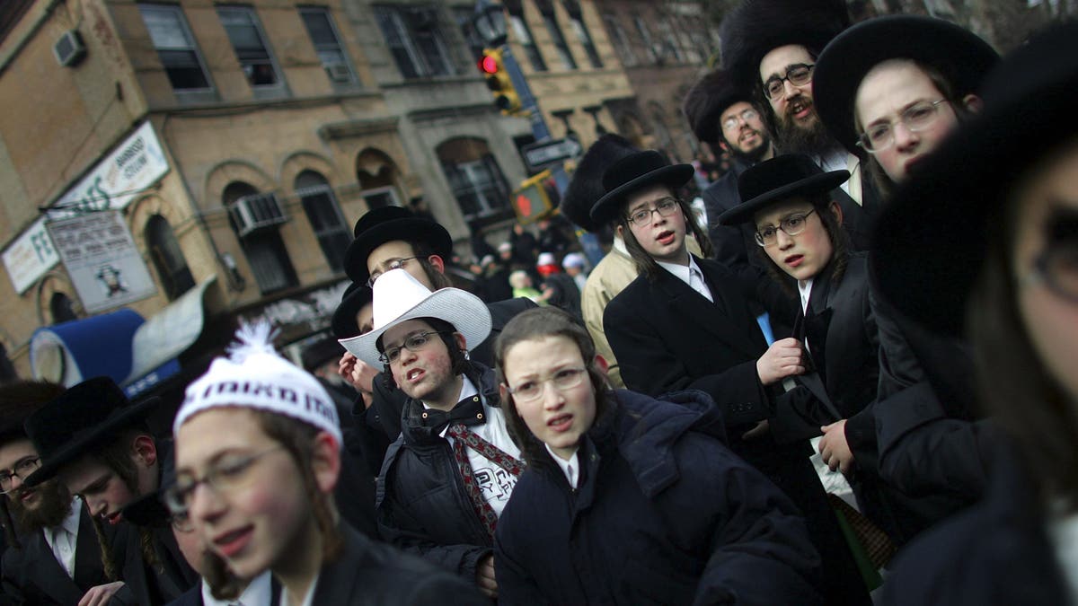 Hasidic Jews celebrate the festival of Purim