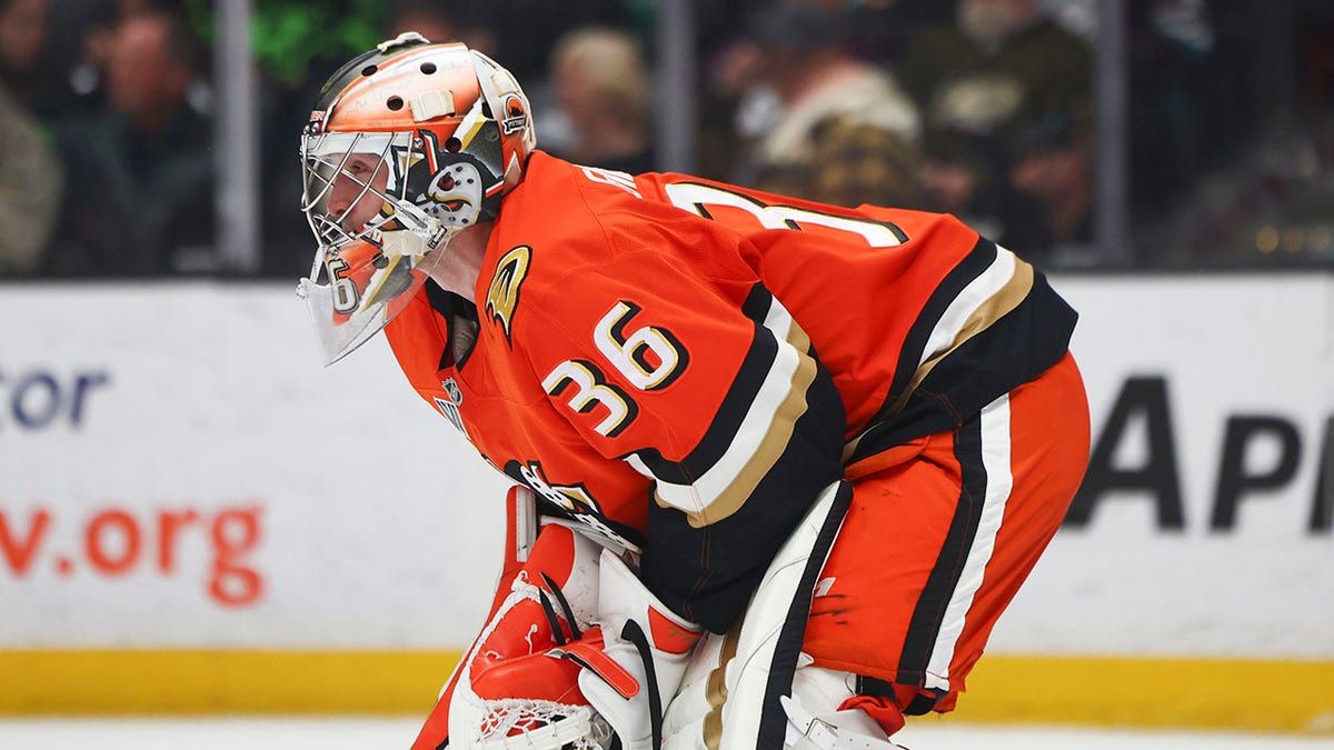 John Gibson in net