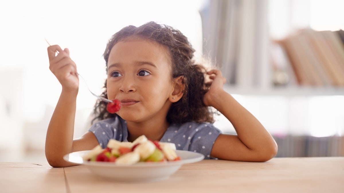 Girls eat healthy food